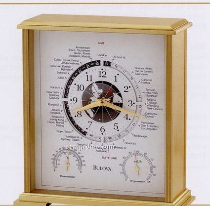 Bulova Quest World Time Clock W/ Thermometer