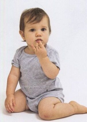 Infant Unisex Baby Rib Short Sleeve Creeper - 10% Polyester In Heather Gray
