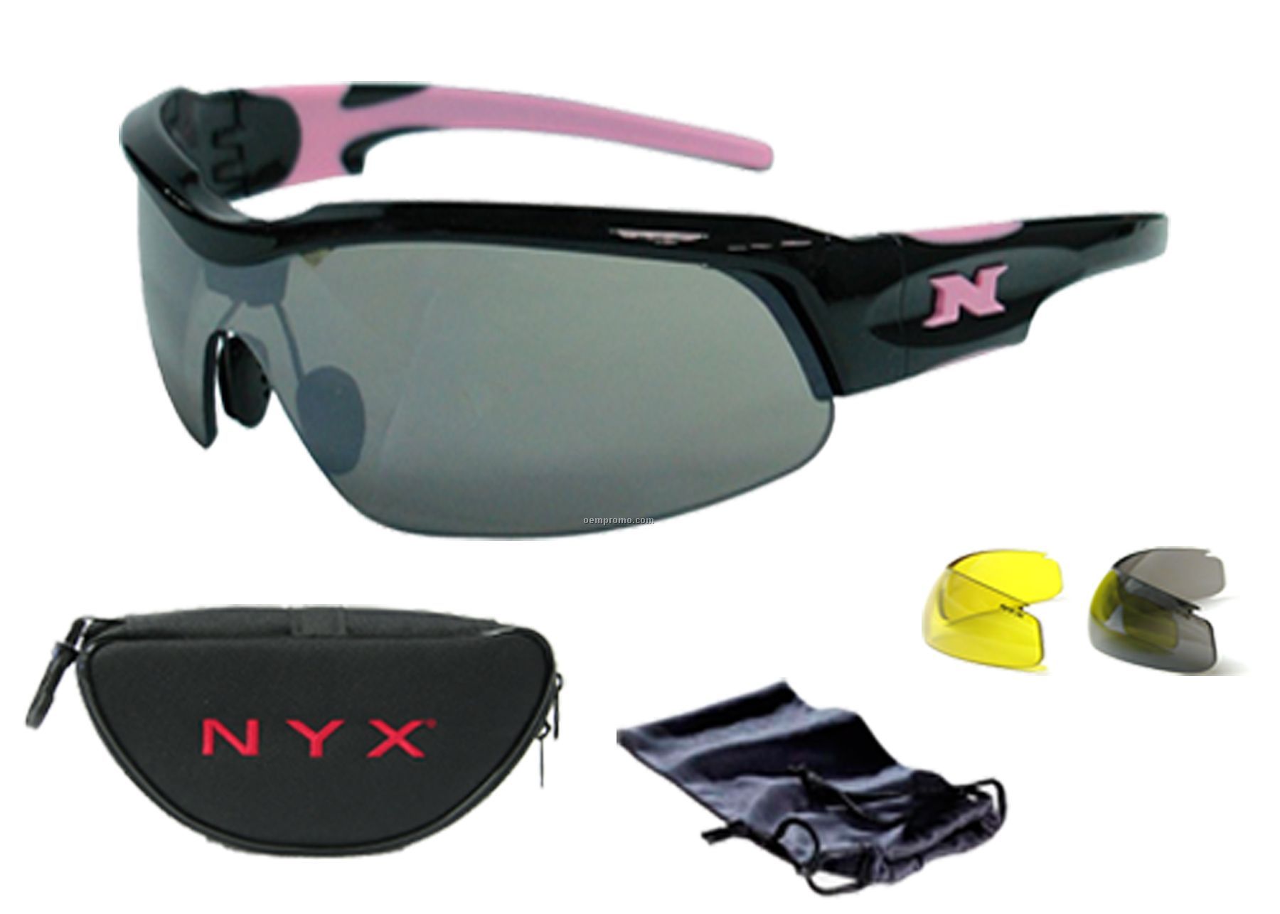 Pro Z17 3-lens Sunglass Kit W/ Embroidered Carry Case - Black & Pink Frame