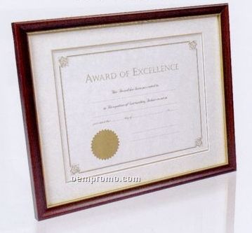 Rich Hardwood Stained Mahogany Certificate Frame W/ Out Mat