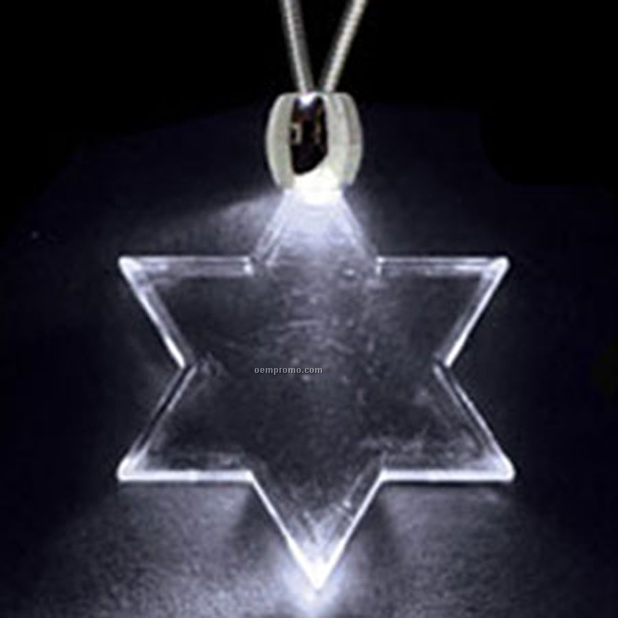 White Acrylic Star Of David Pendant Light Up Necklace