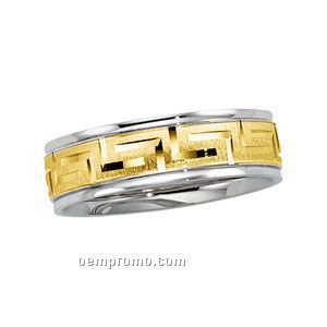 7mm 14ktt Men's Wedding Band Ring (Size 11) Gold L-lines
