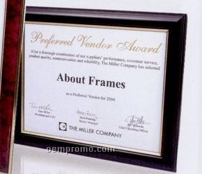 8-1/2"X11" Polystyrene Certificate Frame W/ Matte Black Finish/ Gold Trim