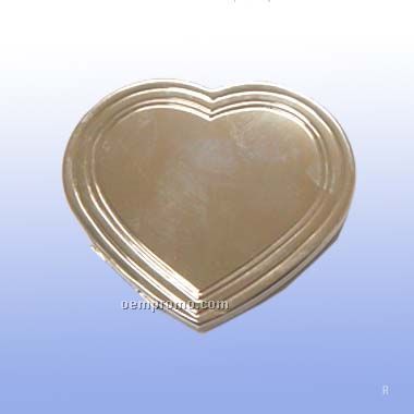 Silver Plated Heart Compact Mirror (Screened)
