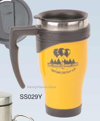 16 Oz. Yellow Color Coated Stainless Steel Mug (Screened)