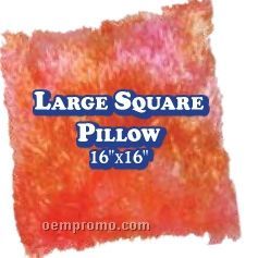 Freckles & Maya Girls Large Square Pillow In Sunset Orange