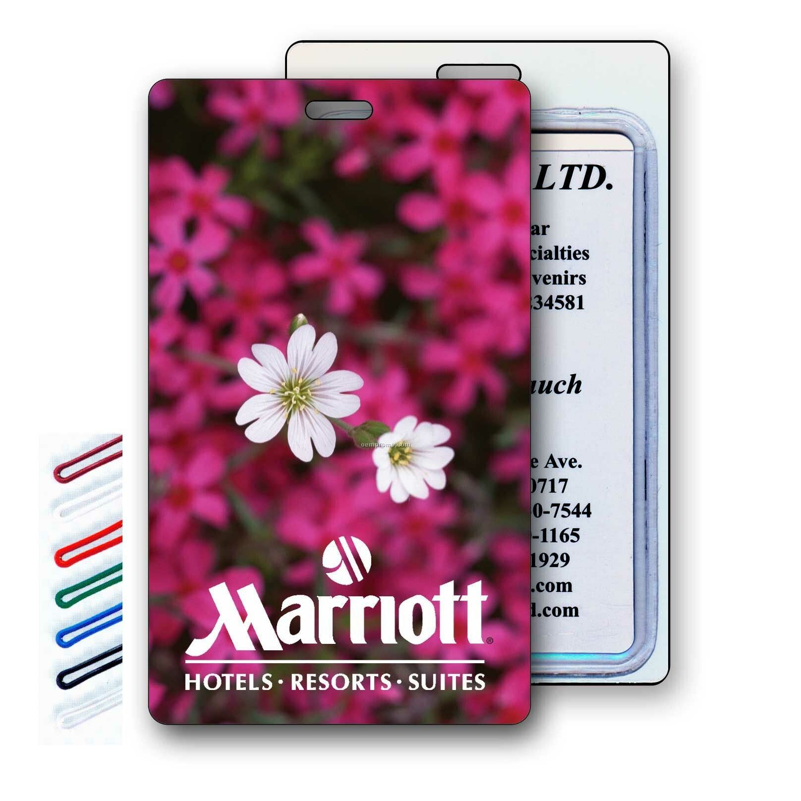 Luggage Tag 3d Lenticular White/Pink Flower Stock Image (Imprint Product)