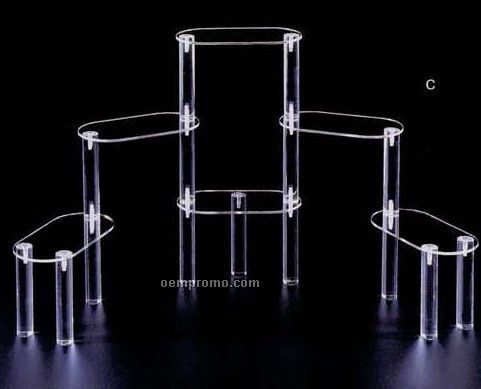 Mirror Oval Multi Level Display Riser W/ 3 Shelves (3