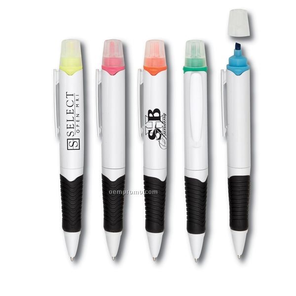 Pen / Highlighter Combo - White