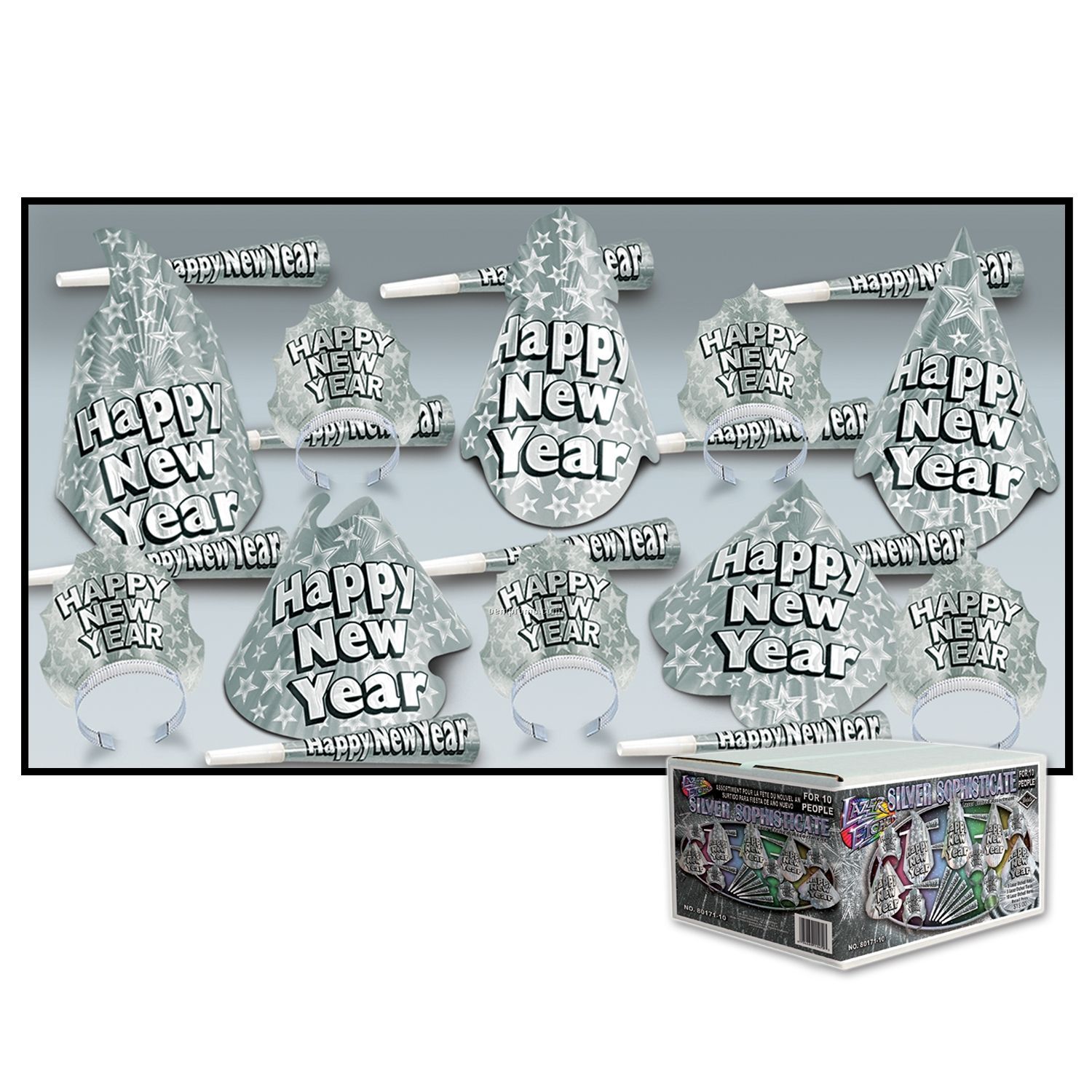 Silver Sophisticate Lazer Etched New Year's Assortment For 10
