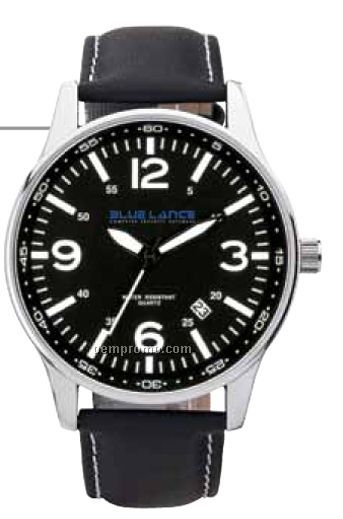 Watch Creations Unisex Black Watch W/ Silver Case & Retention Ring