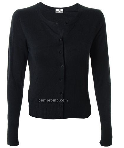 Button Front Crew Neck Cardigan For Ladies: Xs-5xl, Acrylic