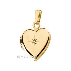 Ladies' 14ky .005 Ct 11-1/4x10 Diamond Heart Locket Pendant