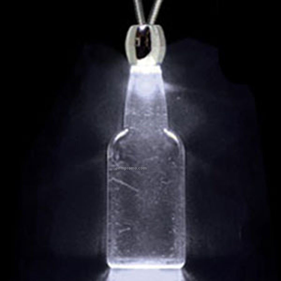 White Acrylic Flat Faced Bottle Pendant Light Up Necklace