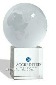 Etched Glass World Globe Award W/ Acrylic Base