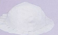 Juvenile White Cotton Tennis Hat W/ Ruffled Brim
