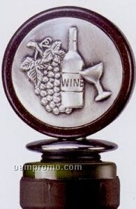 Medallion Wood/ Pewter Bottle Stopper (Wine Bottle)