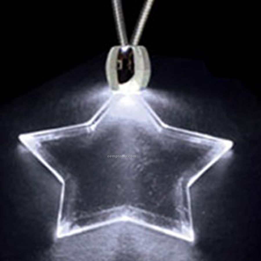 White Acrylic Star Pendant Light Up Necklace