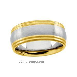 14ktt 8mm Ladies' Comfort Fit Wedding Band Ring(Size 7) White Gold Center