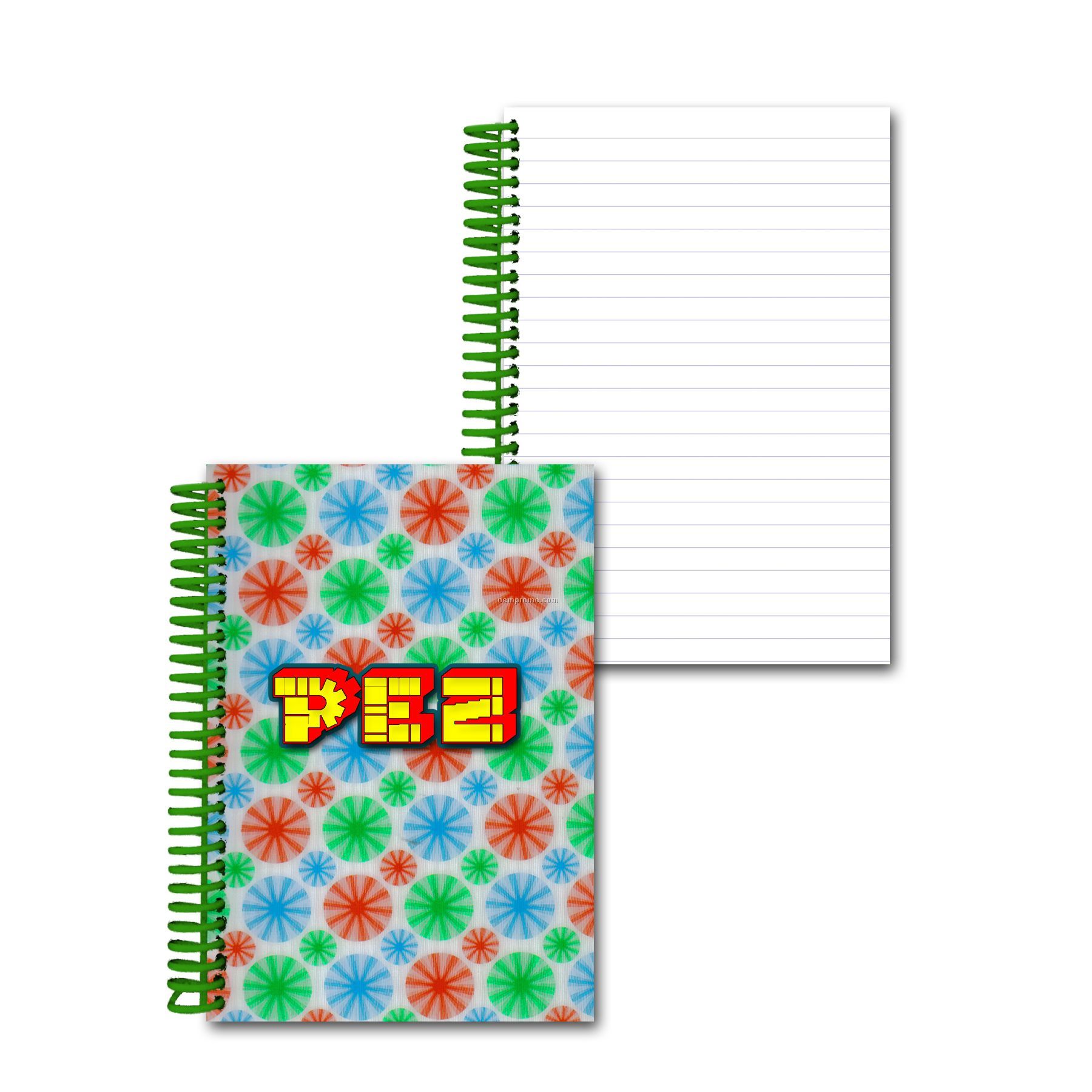 3d Lenticular Notebook; Stock; Multi-colored Spinning Circles (Custom)