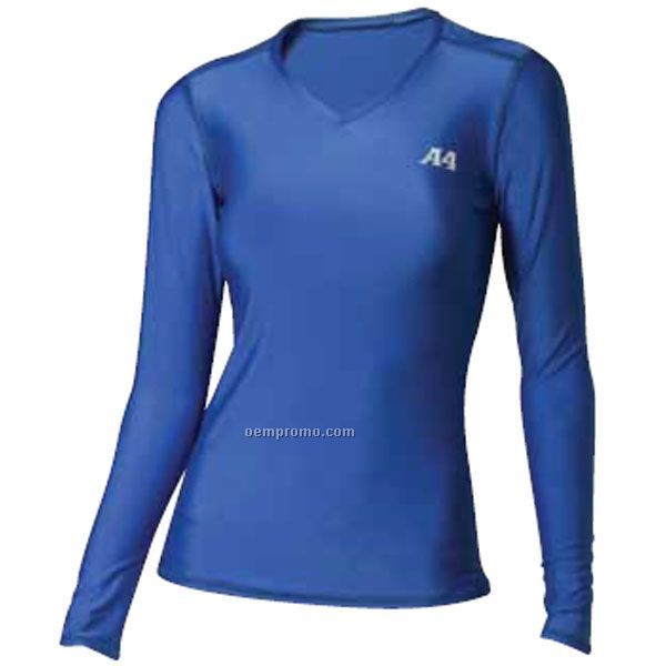 Nw3198 Long Sleeve Compression Women's V-neck Performance Shirt
