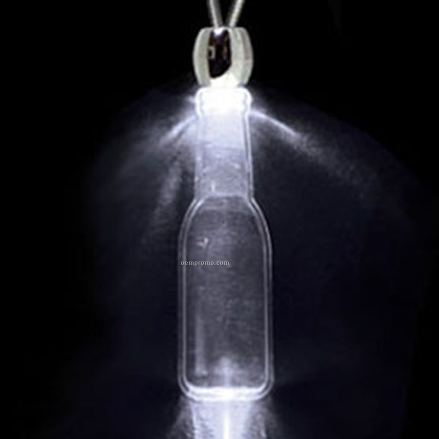 White Acrylic Round Faced Bottle Pendant Light Up Necklace