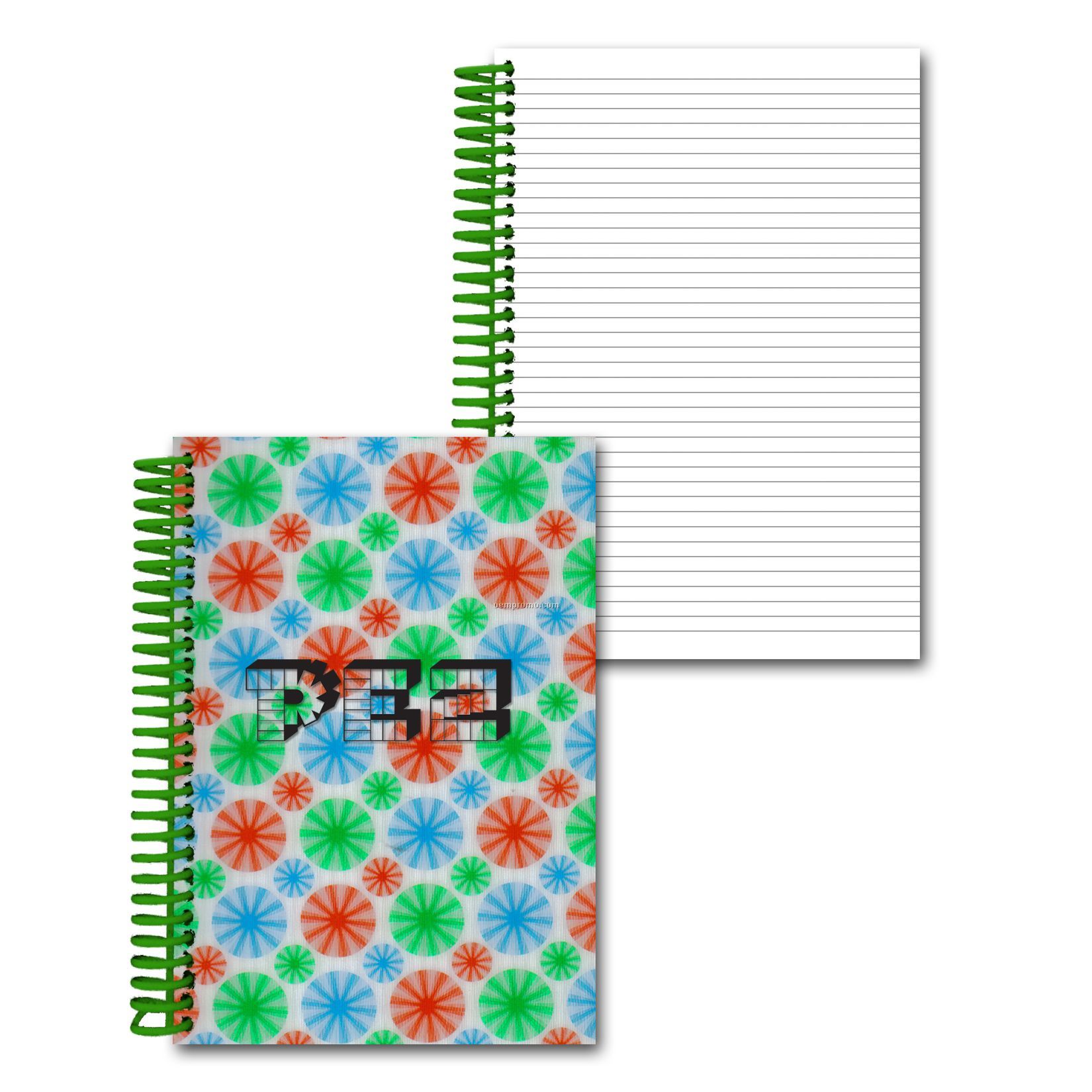 3d Lenticular Notebook; Stock/Spinning Circles (Imprinted)