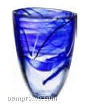 Contrast Glass Vase W/ Swirl Design By Anna Ehrner (Blue)