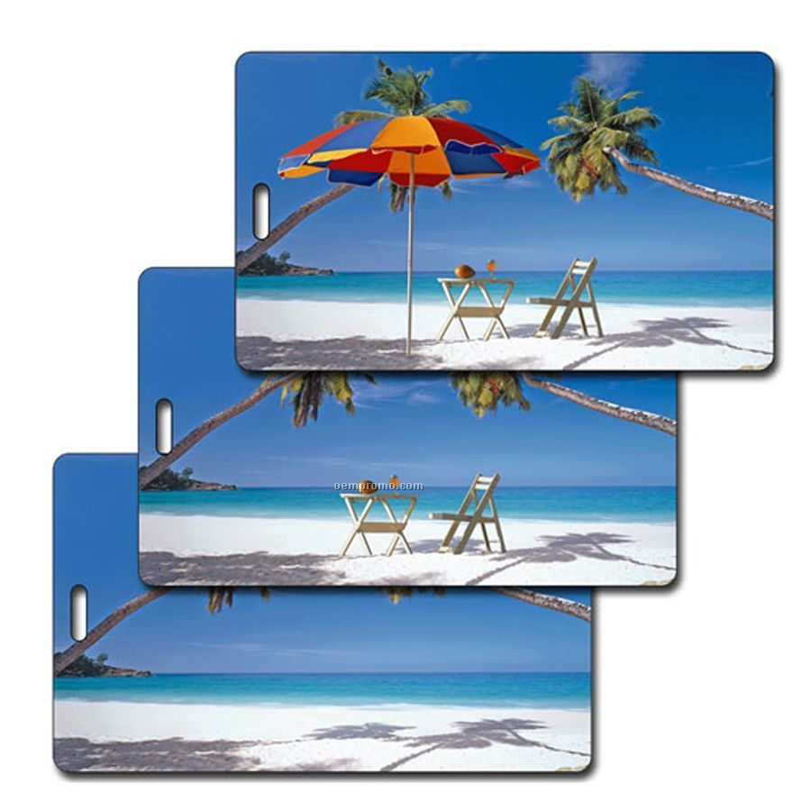 Luggage Tag 3d Lenticular Tropical Beach Chair Stock Image (Blank Product)