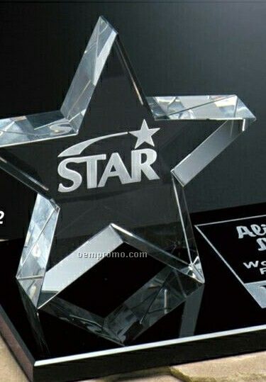 Star Gallery Crystal Tapered Star Award On Rectangle Base (4")