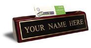 Walnut & Brass Name Plate With Card Holder (8"X2")