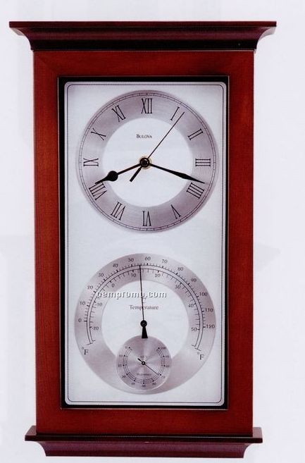 Bulova Yarmouth Clock W/ Thermometer And Hygrometer