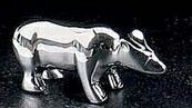 Chrome Plated Bear Paperweight On Marble Base