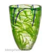 Contrast Glass Vase W/ Swirl Design By Anna Ehrner (Lime)