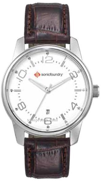 Unisex 41 Mm Metal Case Watch W/ White Large Size Dial