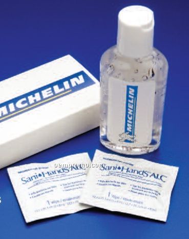 Flu Kit Tissues,3 Antimicrobial Wipes & Hand Sanitizer Gel
