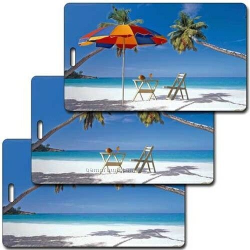 Luggage Tag 3d Lenticular Beach Chair/Palm Stock Image (Imprint Product)