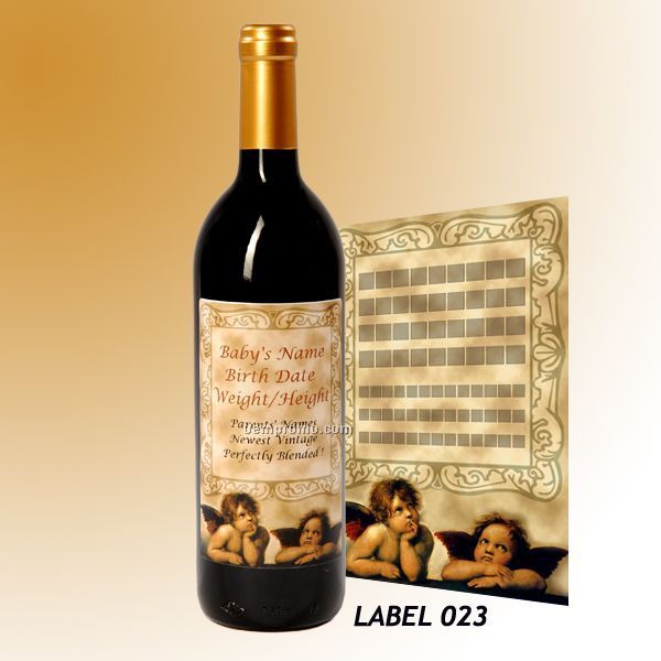 Custom Wine Gift With Personalized Stock Label - Cherubs Or Business Man