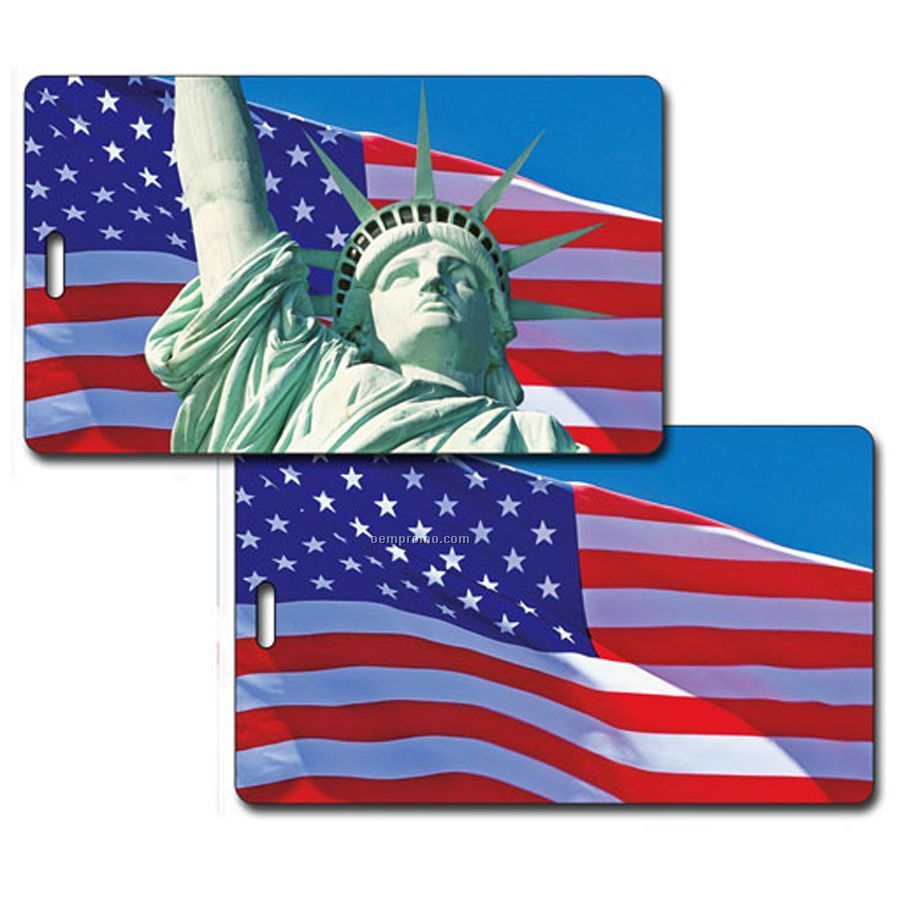 Luggage Tag 3d Lenticular American Flag Statue Stock Image (Blank Product)