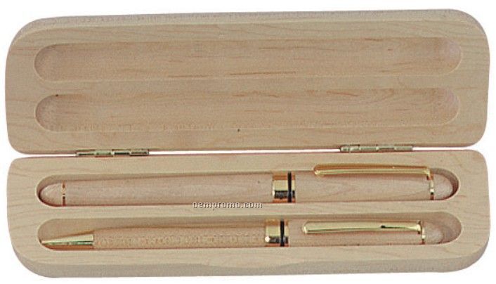 Maple Wood Pen And Fountain Pen Gift Set
