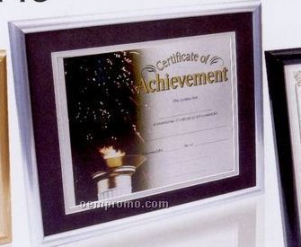 Polystyrene Document Frame W/ Brushed Silver Finish & Double Mat