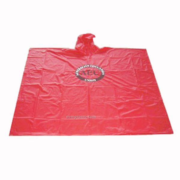 Pvc Raincoat With Hood - Red