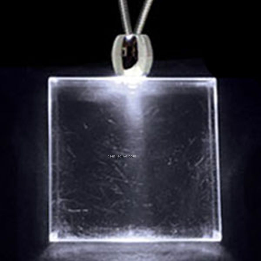 White Acrylic Square Pendant Light Up Necklace