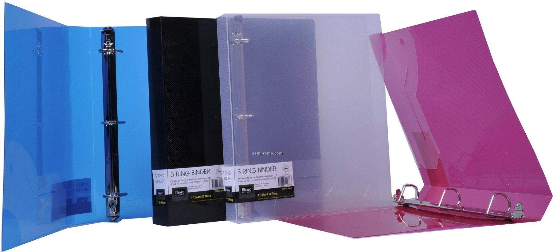 Assorted Pack Translucent D-ring Binder With 1 1/2" Ring