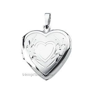 16-1/4x16 Ladies' Stainless Steel Heart Locket