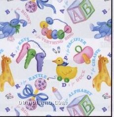 24"X100' Paper Or Foil Baby Things Gift Wrap W/ Cutter Box