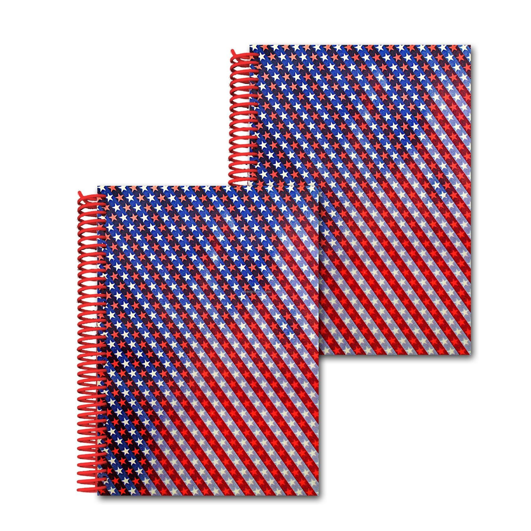 3d Lenticular Notebook - Stock/Animated Stars And Stripes (Blanks)