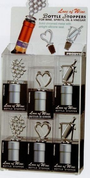 Love Of Wine Mixed Bottle Stopper With Counter Display