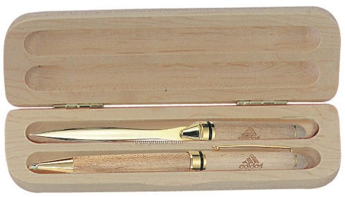 Maple Wood Pen And Letter Opener Gift Set