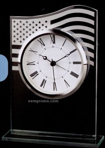 U.s. Flag Glass Alarm Clock